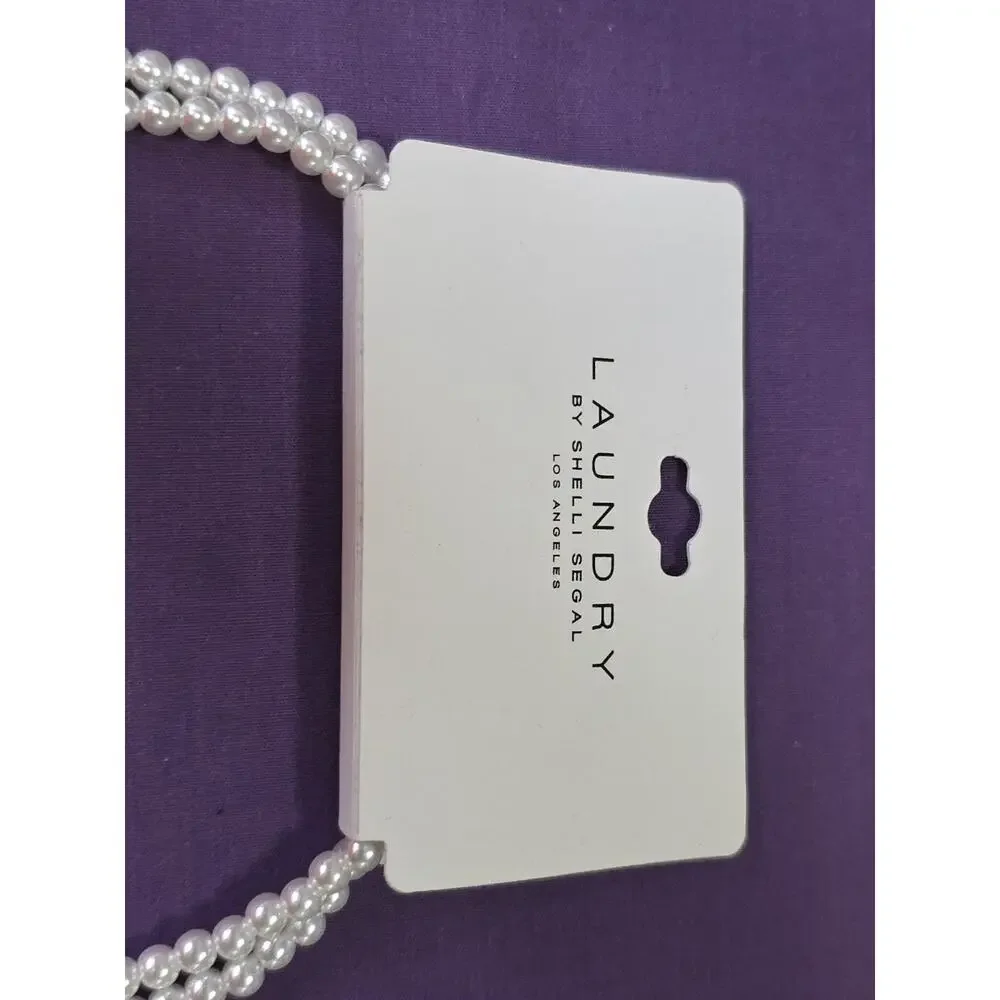 Laundry by Shelli Segal Double Strand Faux Pearl & Rhinestone Crystal Necklace